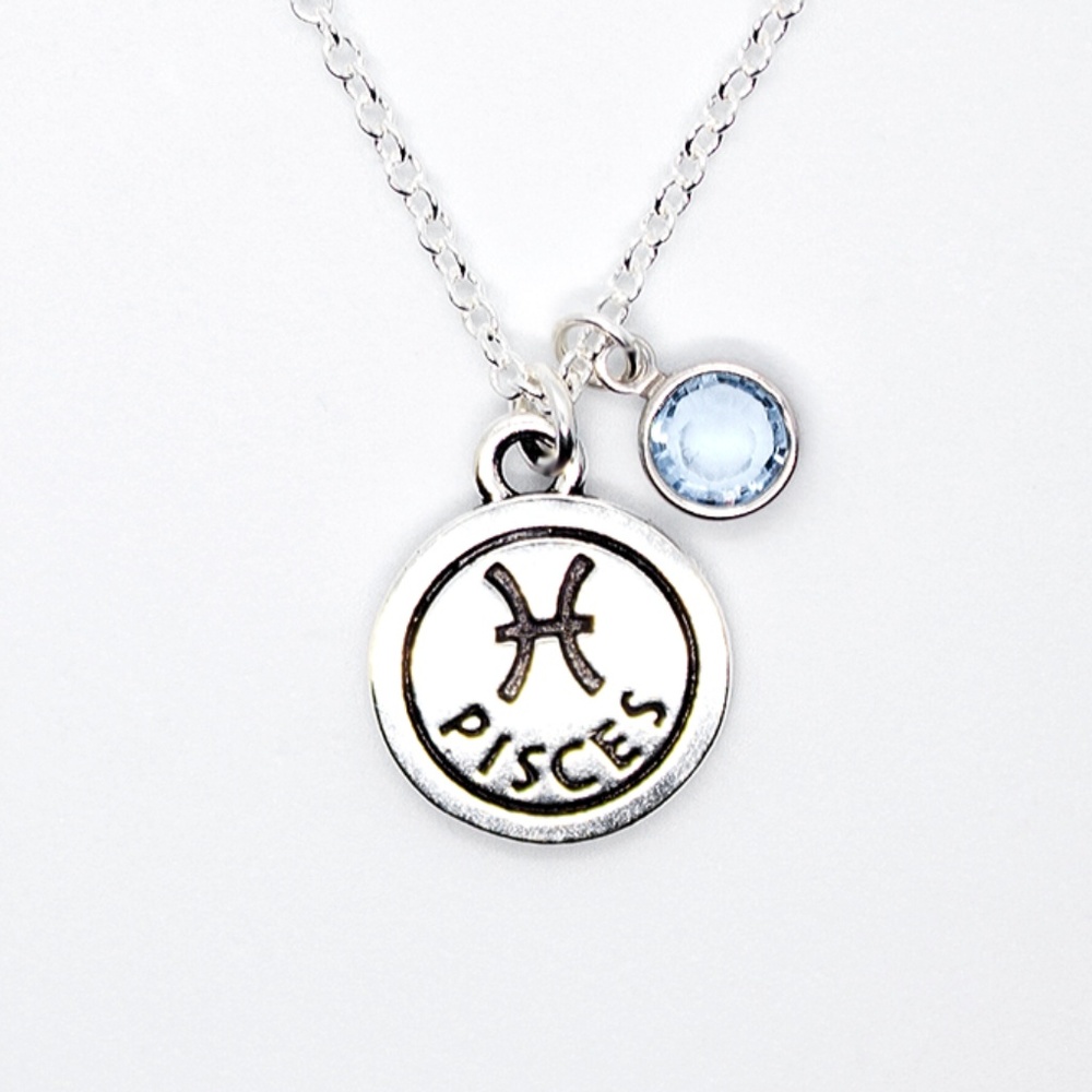 Handmade Pisces Charm Necklace with Swarovski